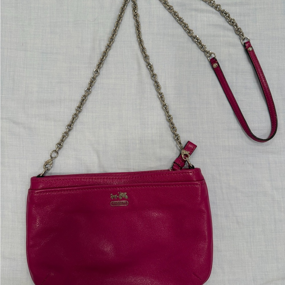 Coach Leather Crossbody with Silver Chain Strap